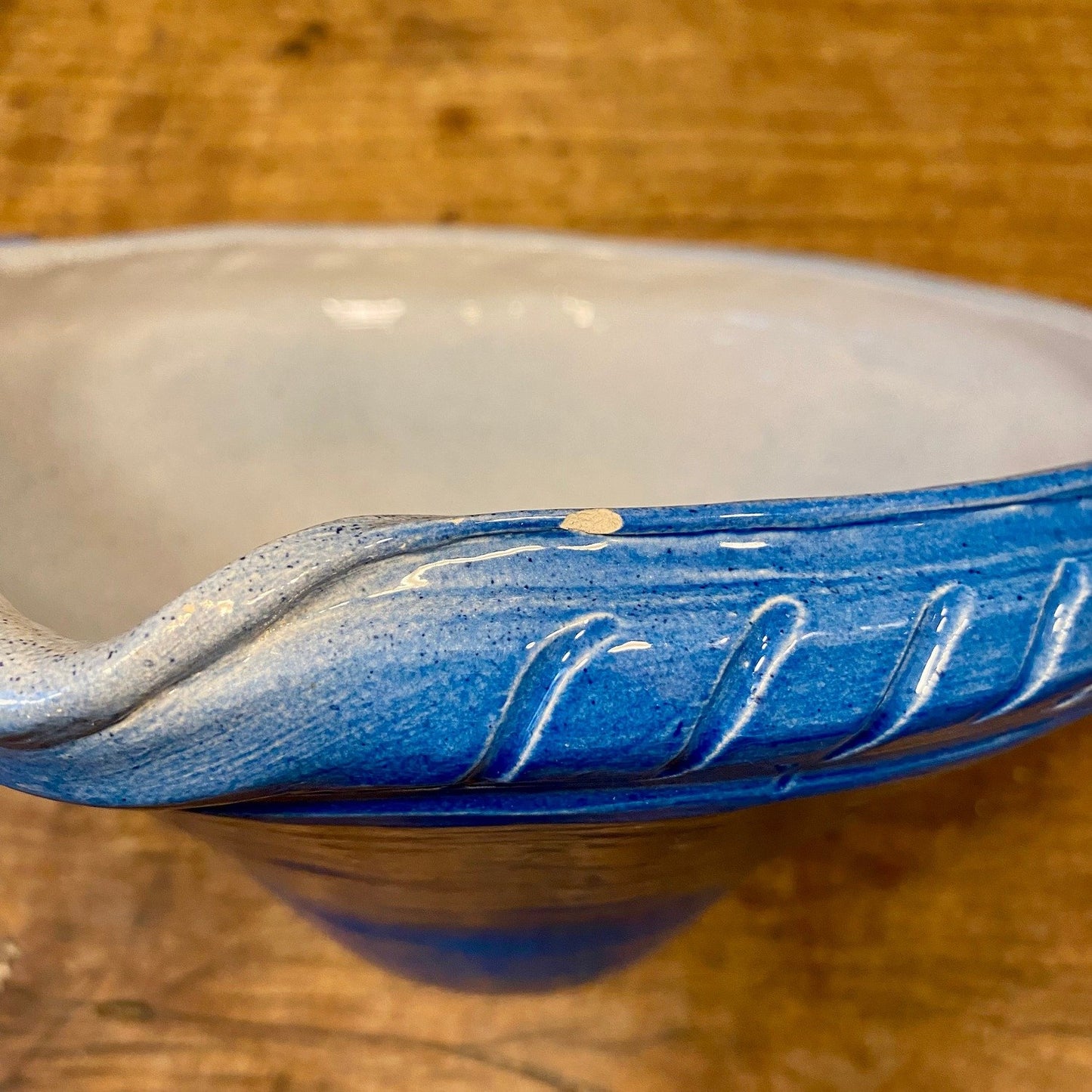 Vintage Blue Glazed Mixing Bowl