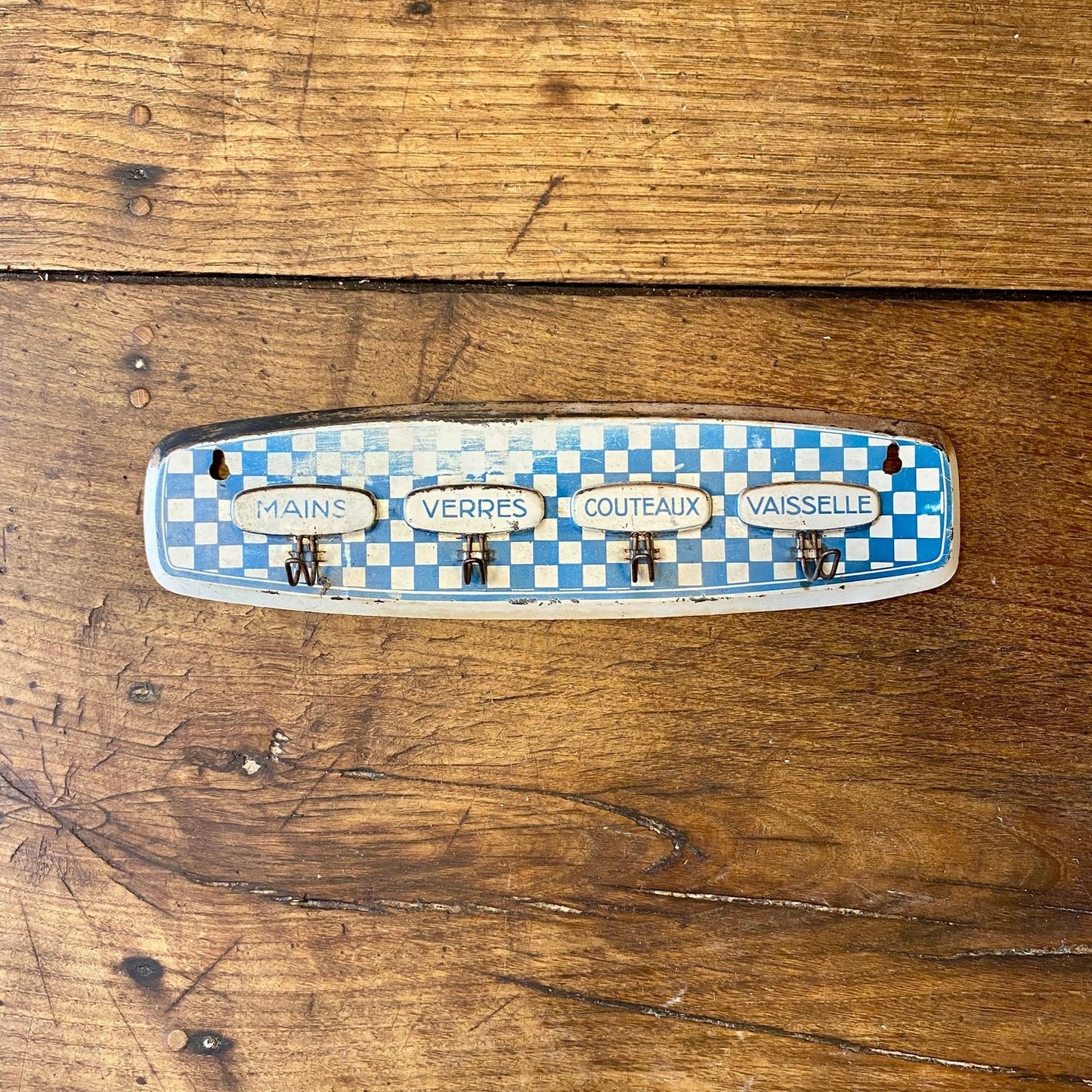 French Vintage Kitchen Hook Rack – 33 × 9 cm