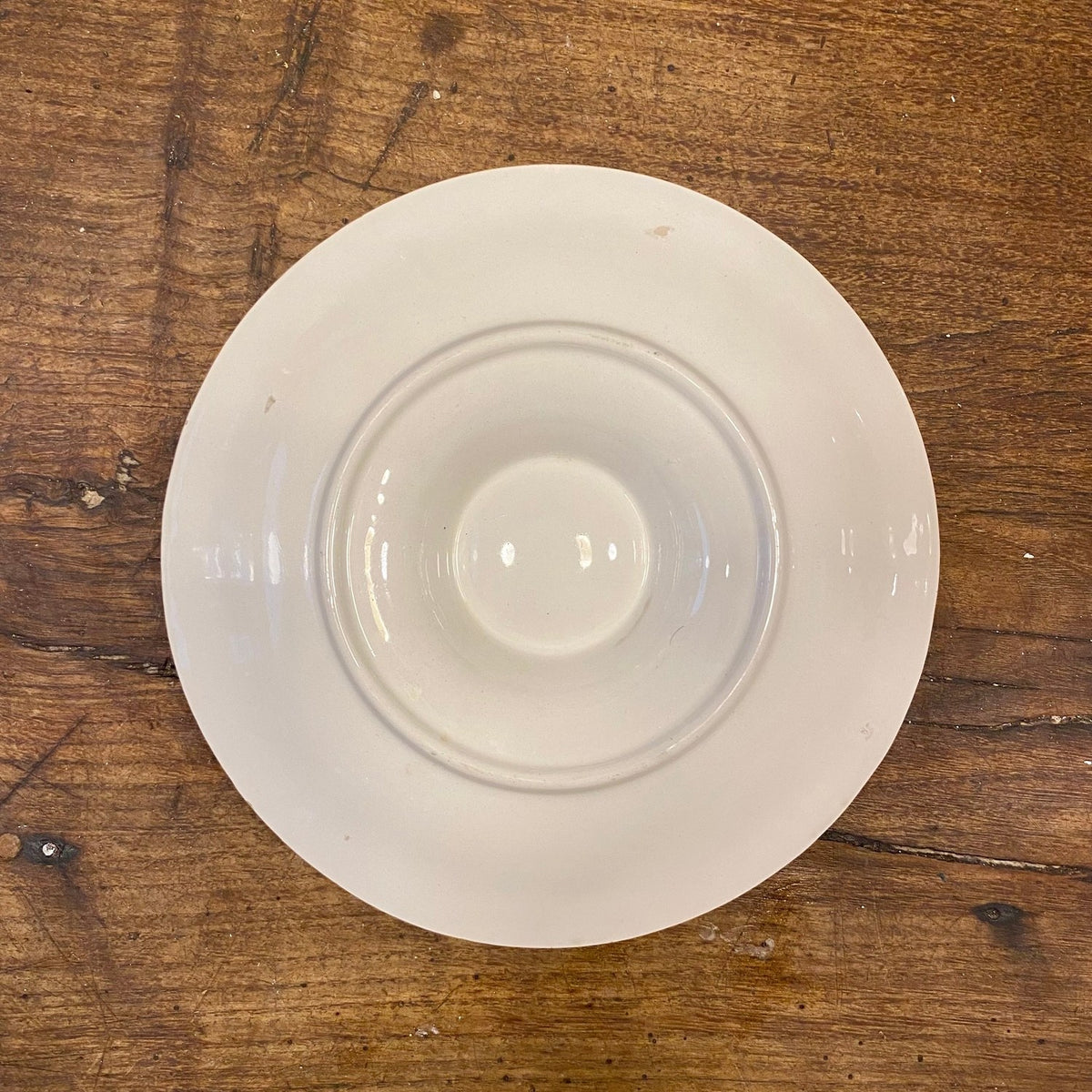 Vintage French Oyster Plate – Green & White Majolica