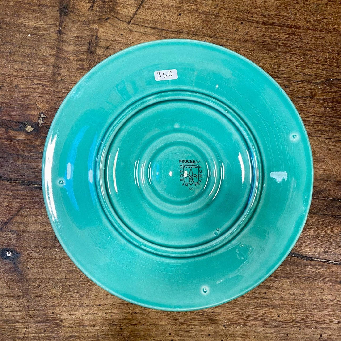 French Oyster Plate Turquoise Faience