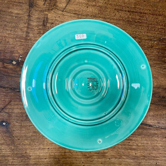 French Oyster Plate Turquoise Faience