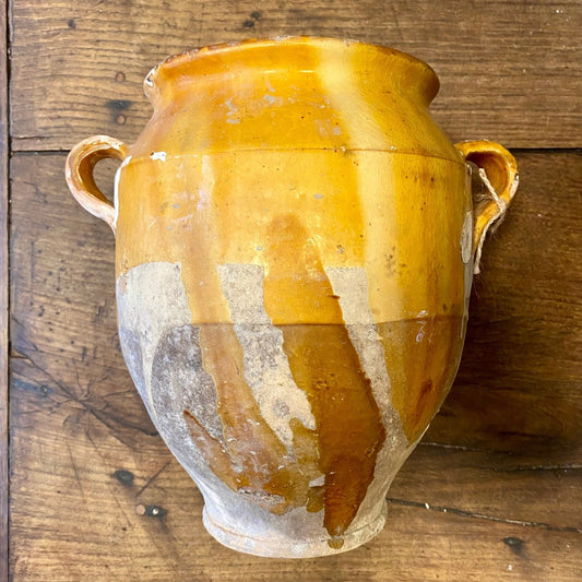 French Antique Confit Pot – Ochre Glaze