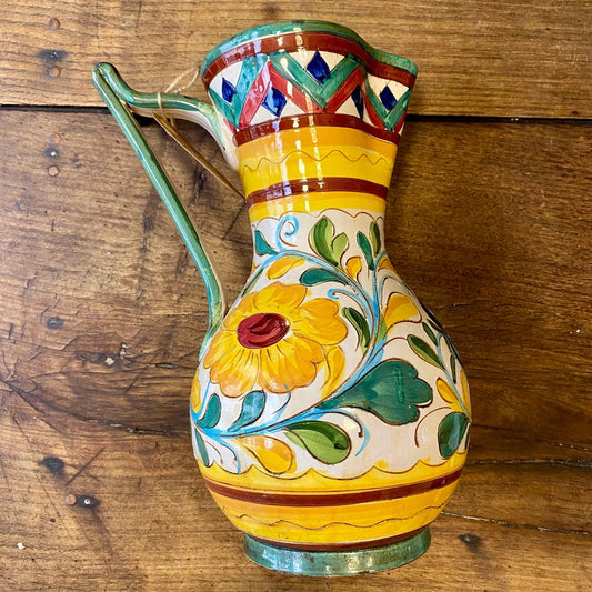 French vintage hand-painted ceramic pitcher