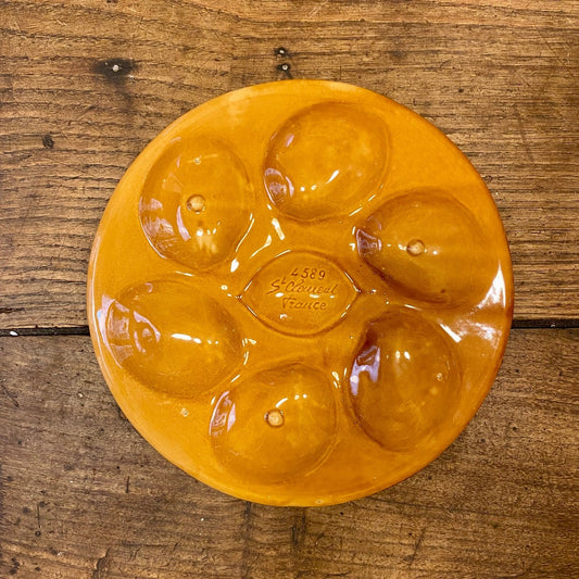 Vintage St-Clément Oyster Plate – Amber Brown