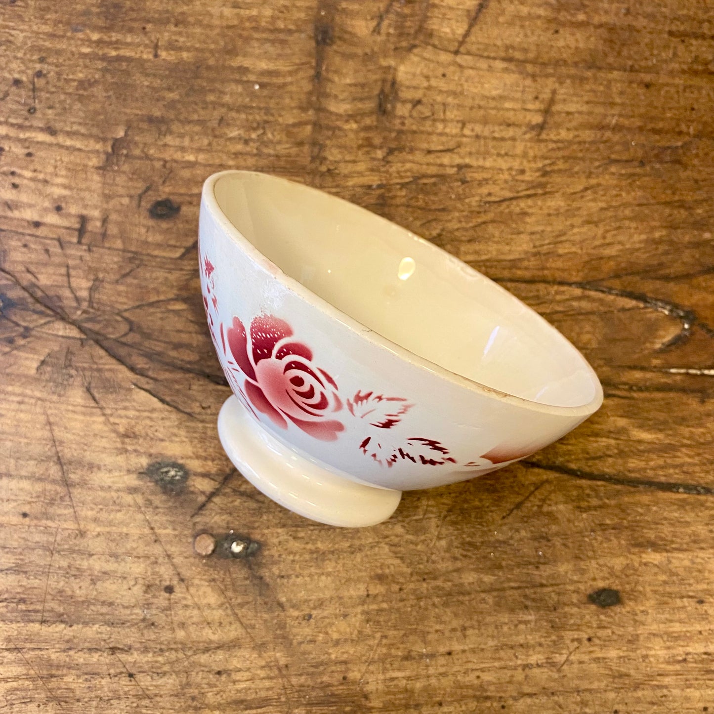 Vintage French Digoin Café au Lait Bowl – Red Rose