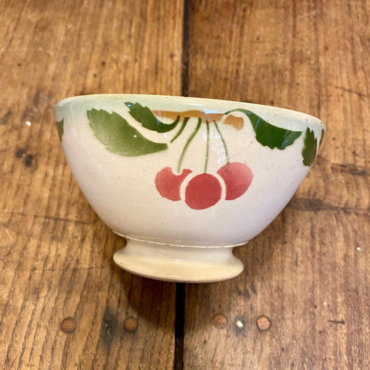 French vintage café au lait bowl – cherry motif