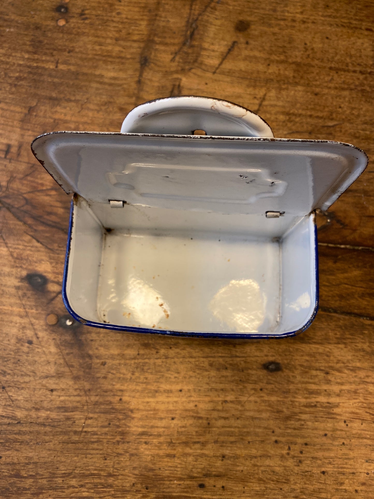 Vintage French Enamel “Allumettes” Wall Box