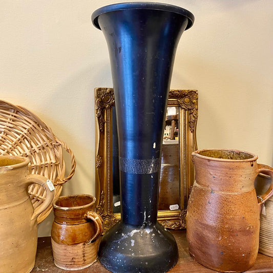 French Vintage Vase Fleuriste – Black Metal – 51 cm