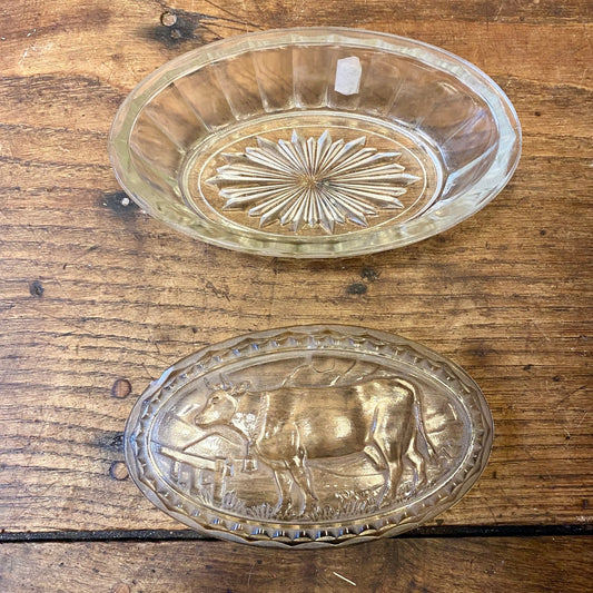 Vintage Glass Butter Dish – Cow Relief