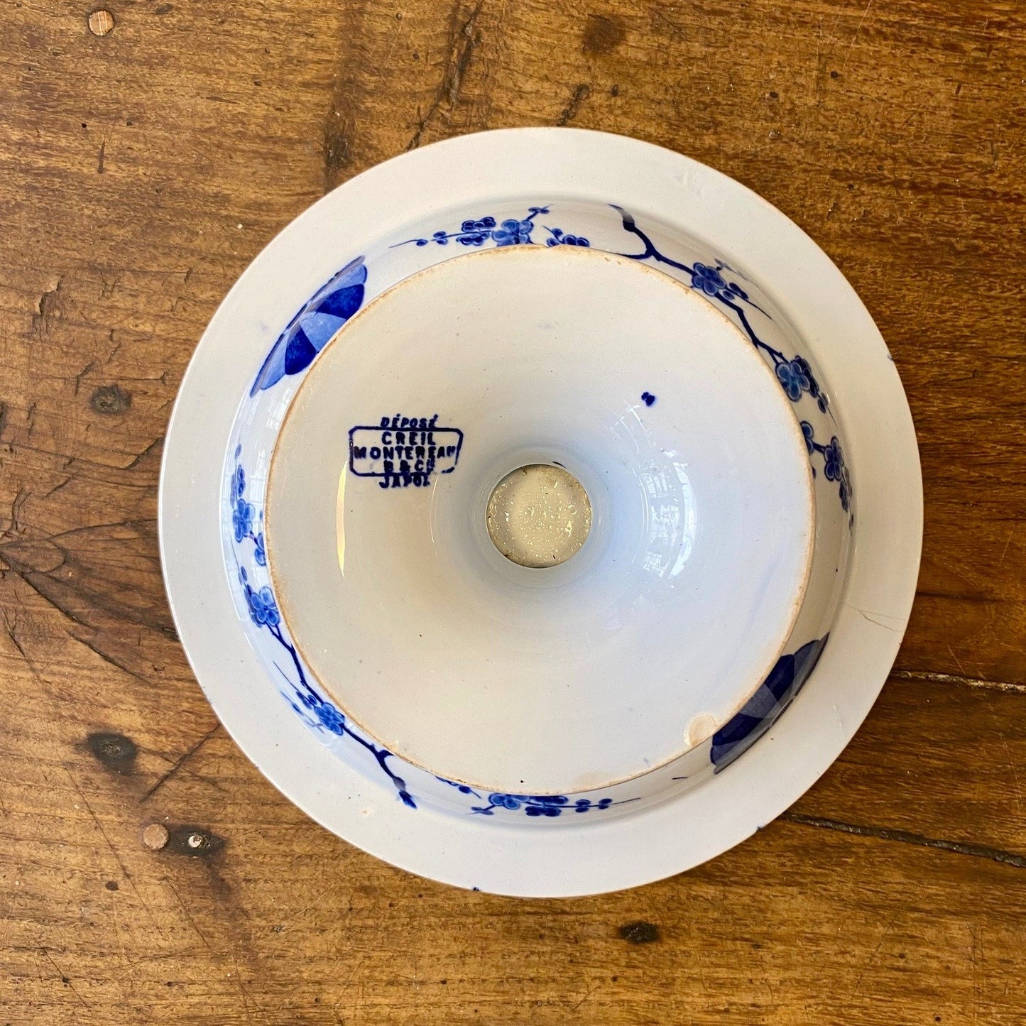Vintage Creil et Montereau Pedestal Dish – Japon Blue
