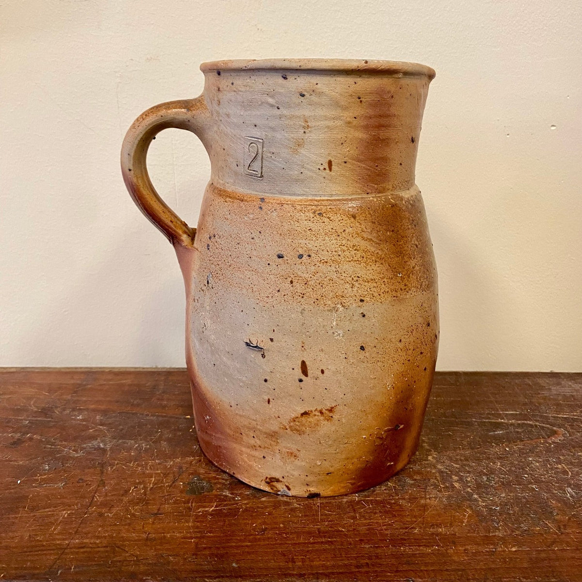 Vintage French Stoneware Farm Pitcher