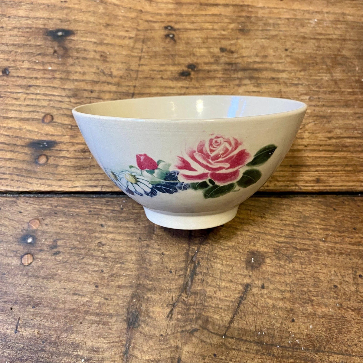 Vintage French Café au Lait Bowl – Rose Motif