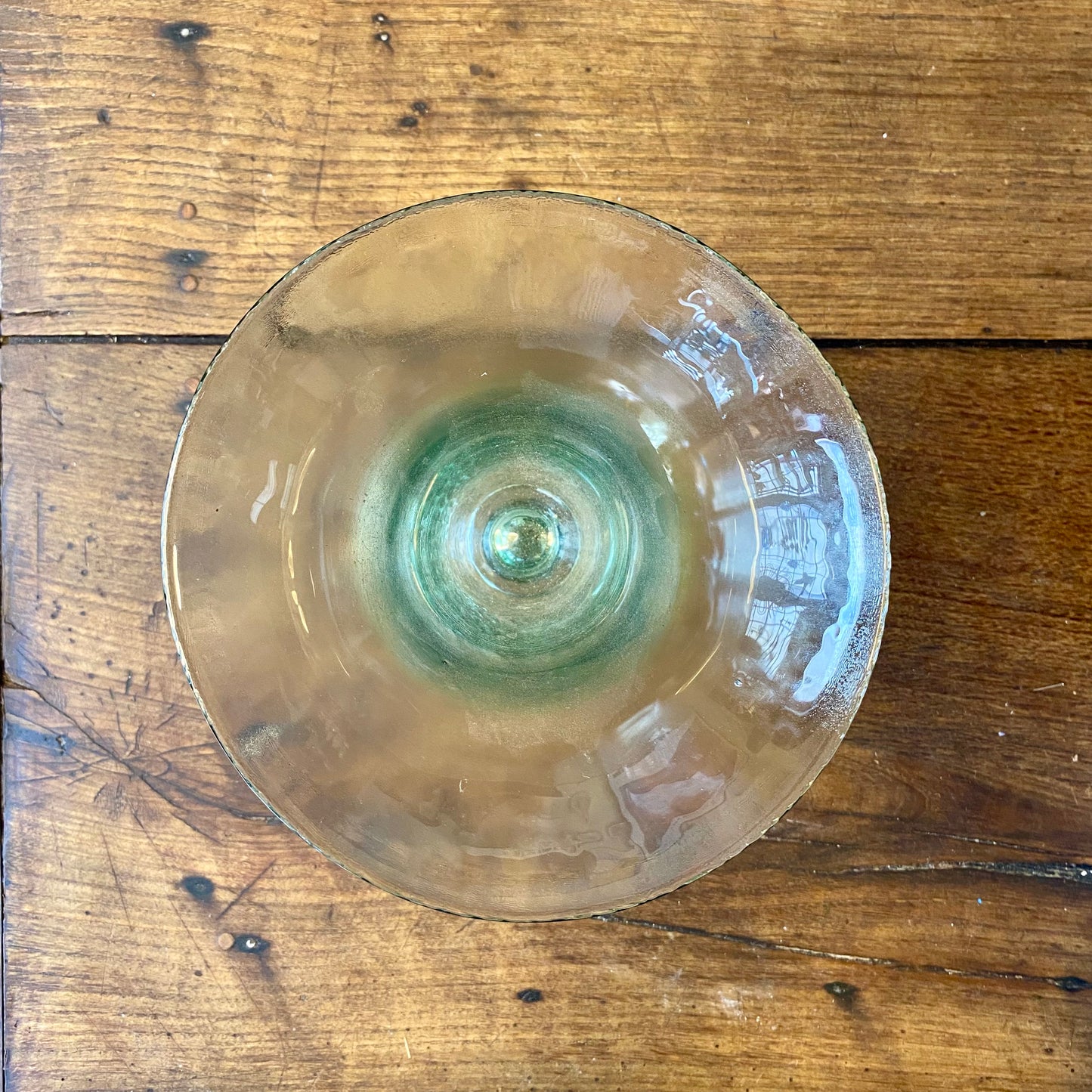 French Vintage Green Glass Vase – 26 cm