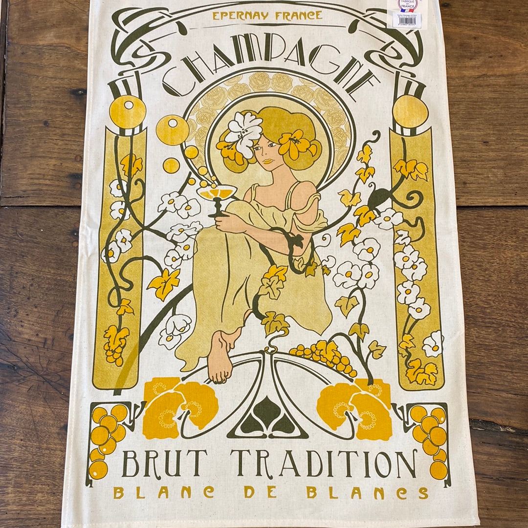Pattern: Champagne Kitchen Towel – Made in France – Curiosité Göteborg | Fransk vintageinredning från Curiosité