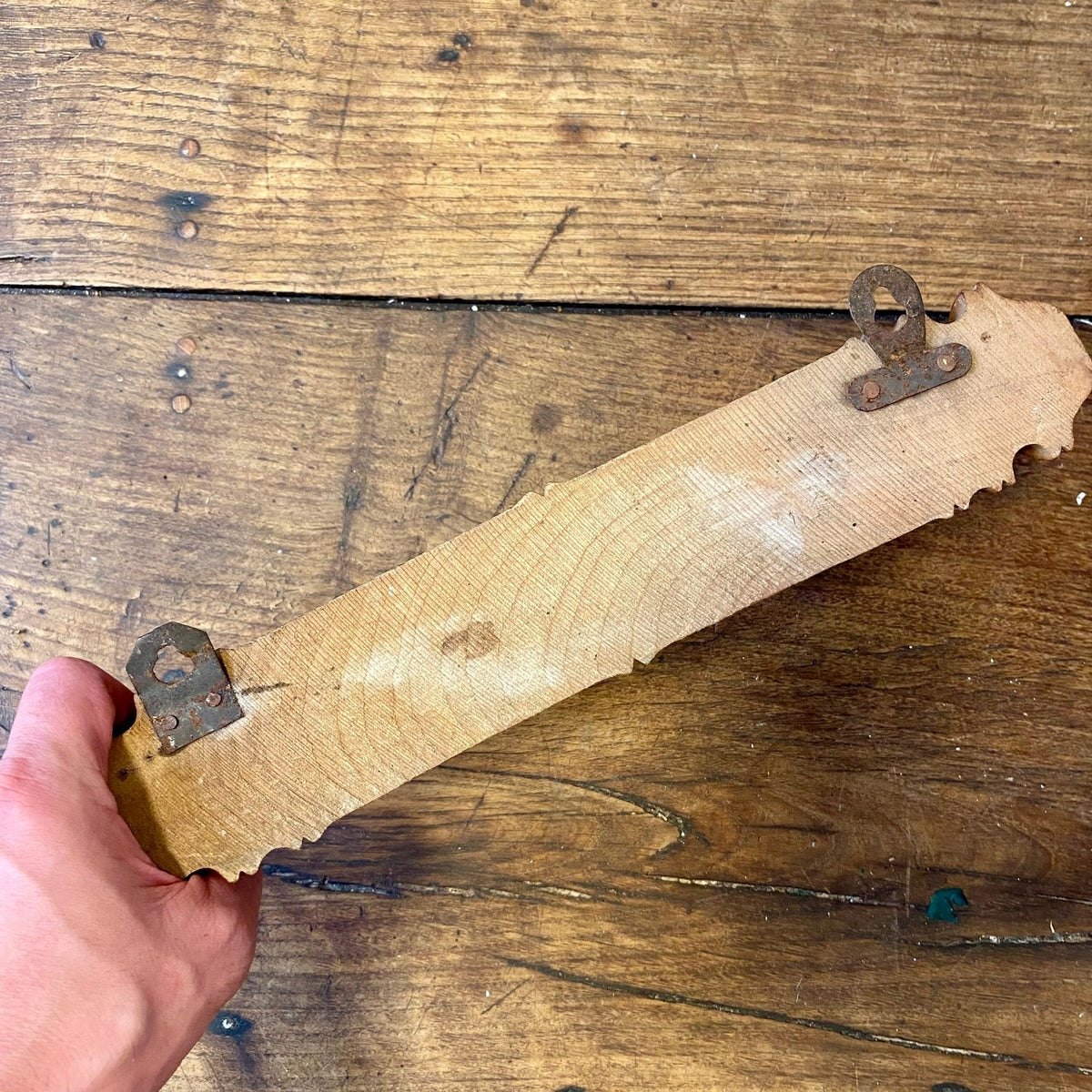 Vintage French Wooden Wall Rack with Two Pegs