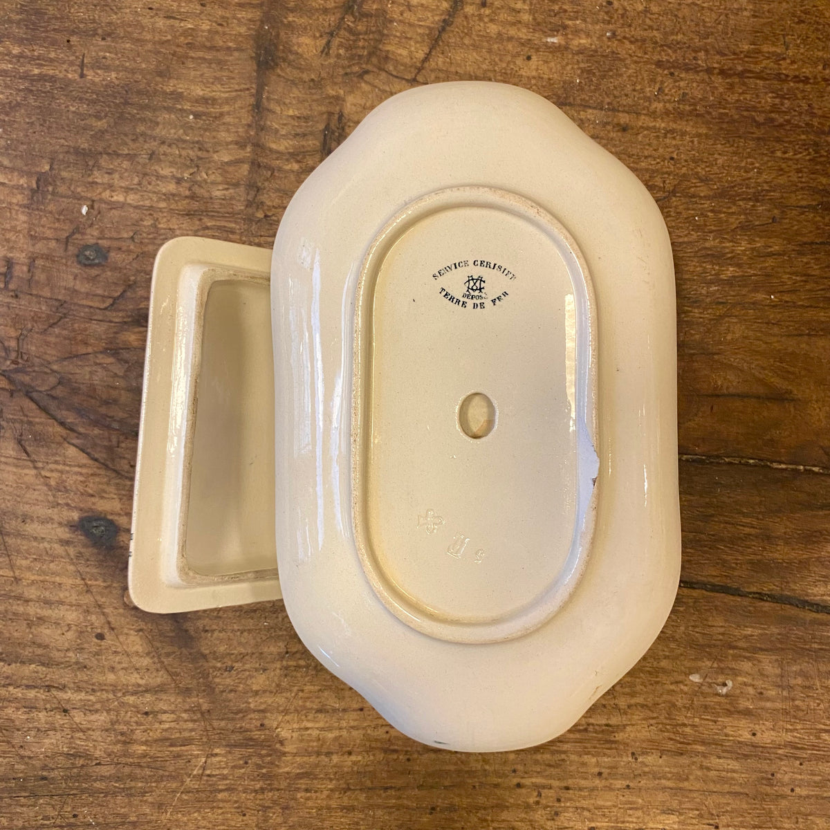 Vintage Creil et Montereau Butter Dish – Service Cerisier