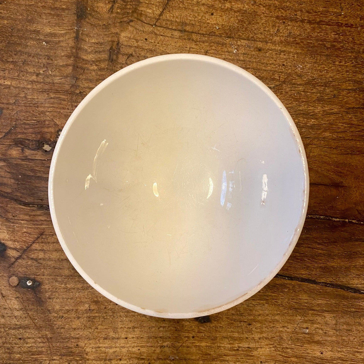 White inside of a vintage French Digoin café au lait bowl