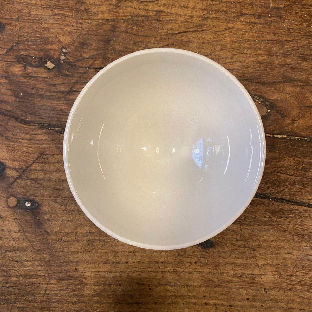White inside of a vintage French café au lait bowl