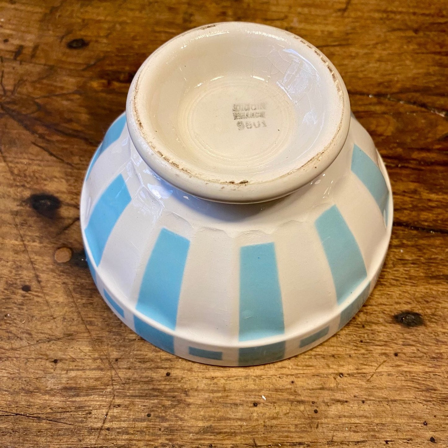 Vintage Café au Lait Bowl – Blue Striped – Curiosité Göteborg