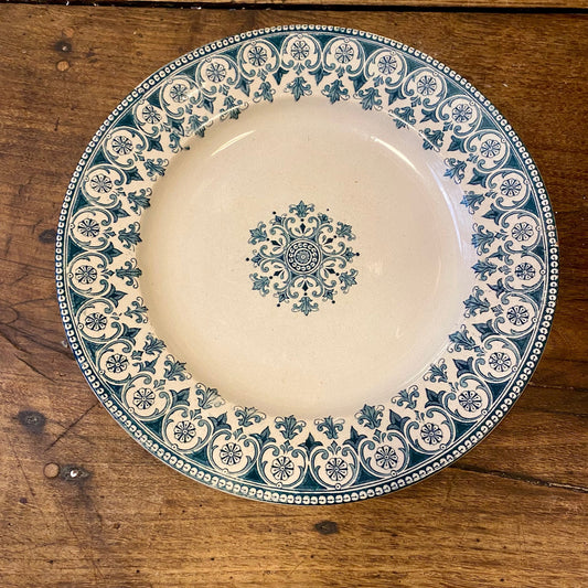 Pattern: Vintage French Badonviller Faience Serving Plate – Blue Floral Motif – Curiosité Göteborg | Fransk vintageinredning från Curiosité