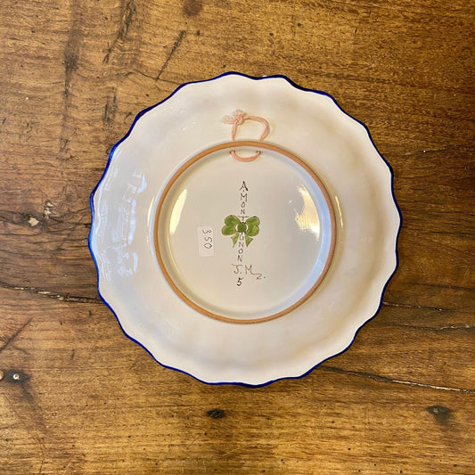 Vintage French Faience Wall Plate by A. Montagnon
