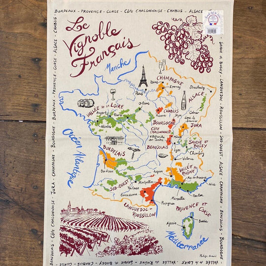 Pattern: Le Vignoble Français Kitchen Towel – Made in France – Curiosité Göteborg | Fransk vintageinredning från Curiosité