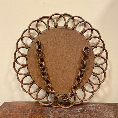 Vintage Round Rattan Mirror – Handmade