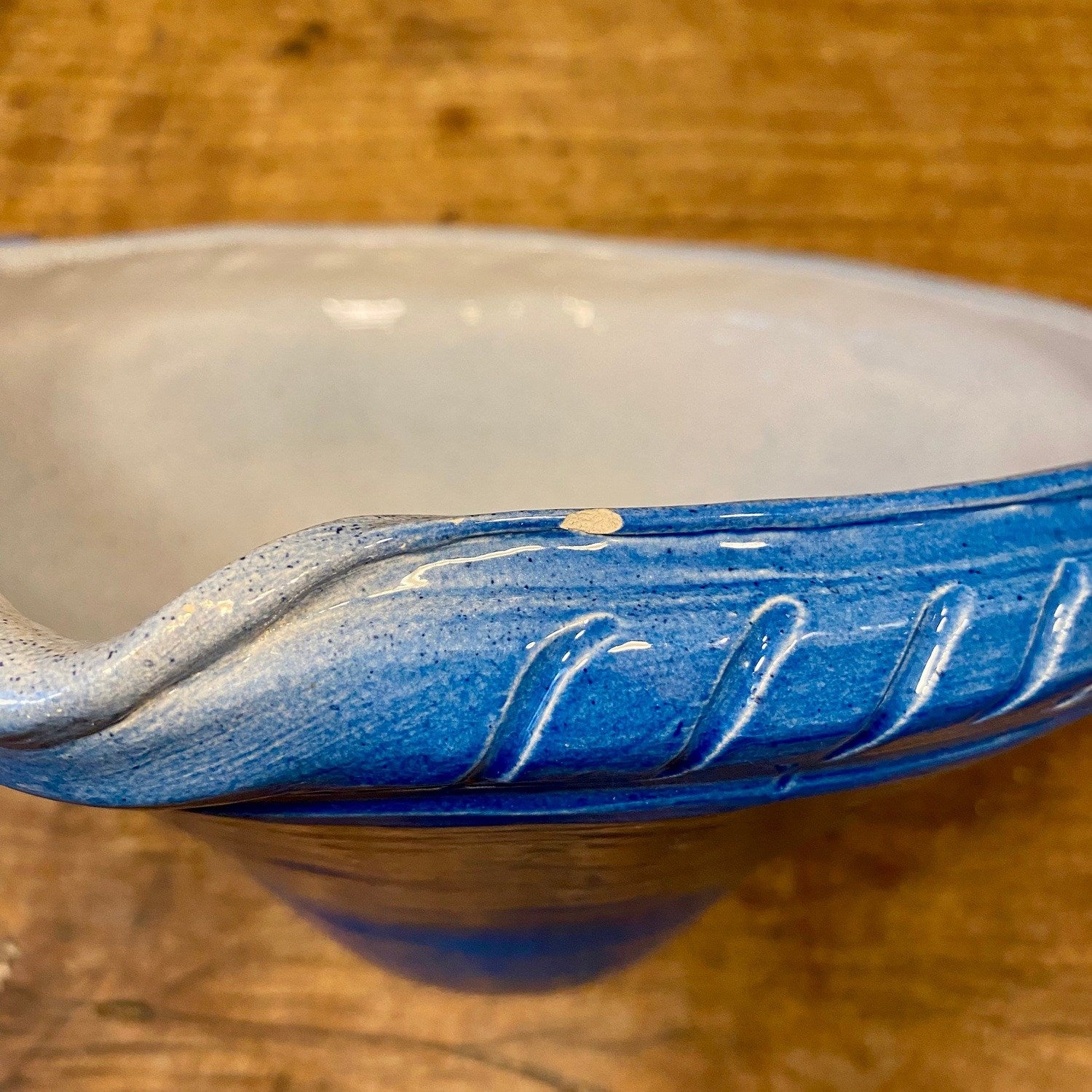 Vintage Blue Glazed Mixing Bowl