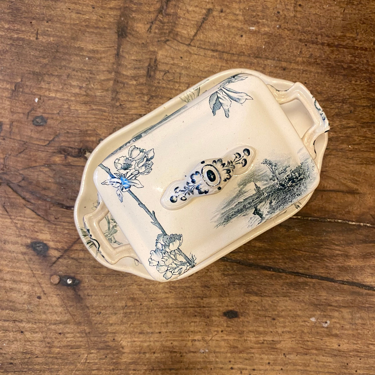 Vintage Creil et Montereau Butter Dish – Service Cerisier