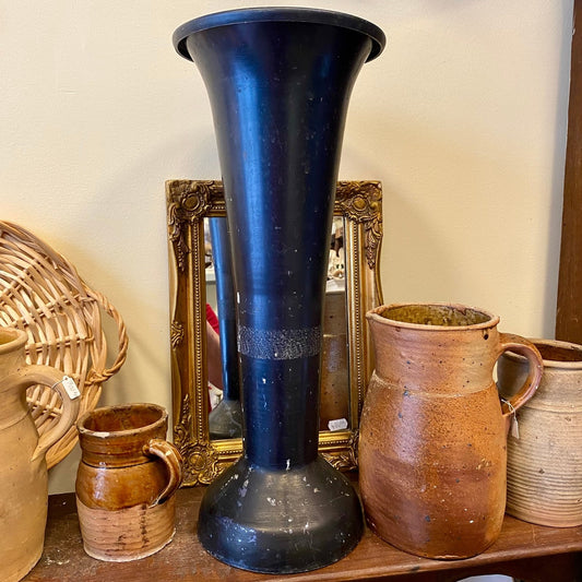 French Vintage Vase Fleuriste – Black Metal – 51 cm