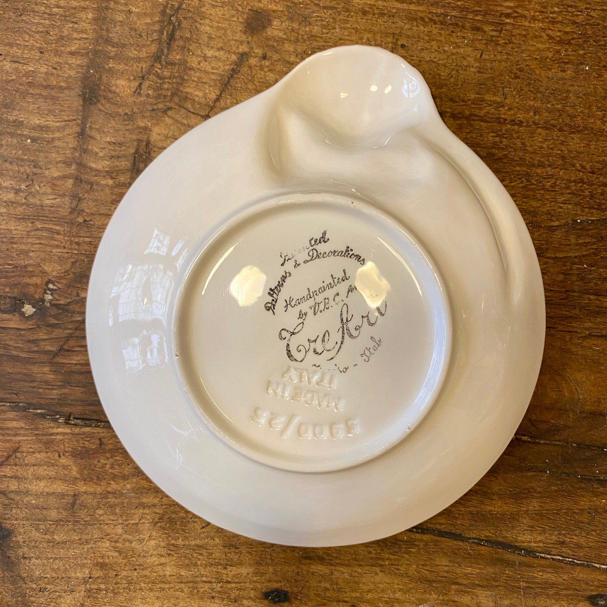 Vintage Italiensk Tre Art Serveringsskål med Skaldjursdekor – 28 cm
