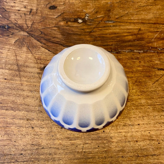 Vintage French Café au Lait Bowl – Blue Geometric