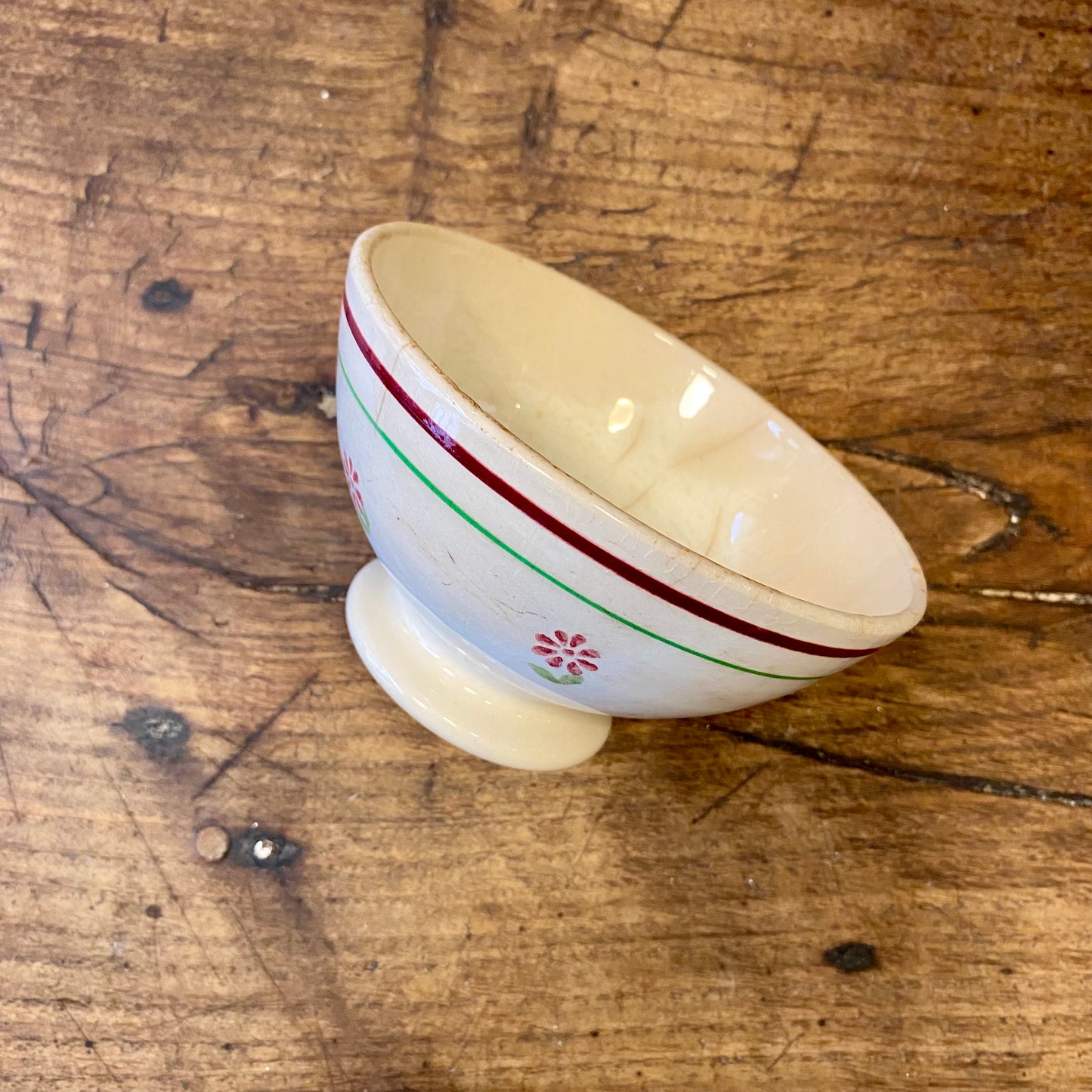 Vintage French Gien Café au Lait Bowl – Red & Green Floral