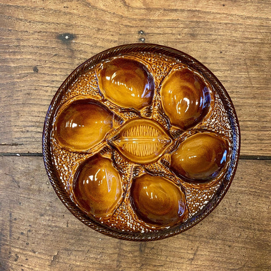 Vintage St-Clément Oyster Plate – Amber Brown