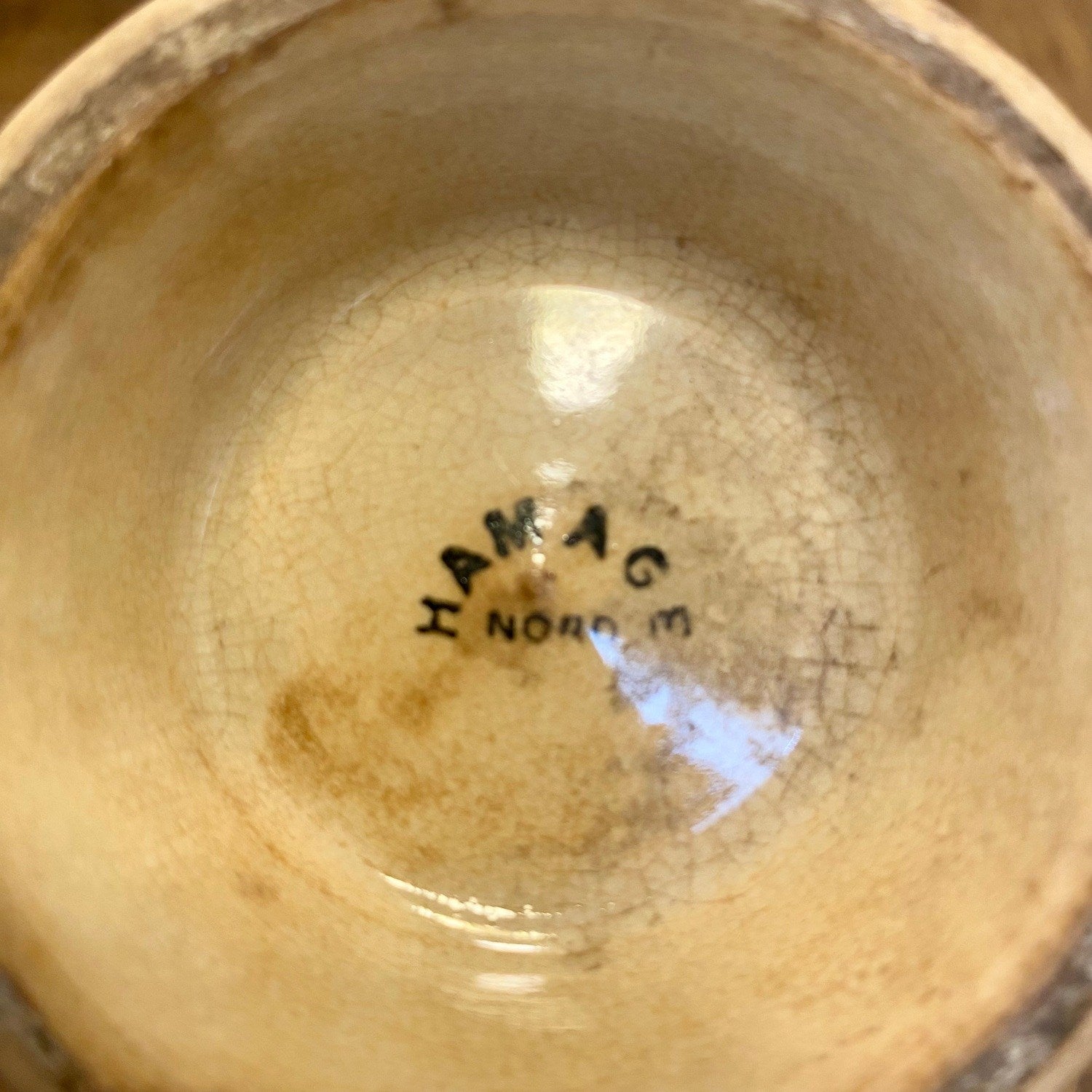 French Vintage Café Au Lait Bowl HAMAGE Nord, cream glaze