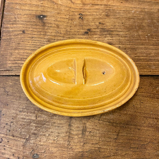 Vintage French Stoneware Terrine – Ochre Yellow