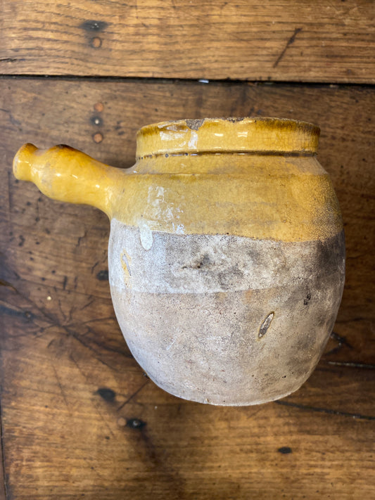 Vintage French Confit Pot with Side Handle