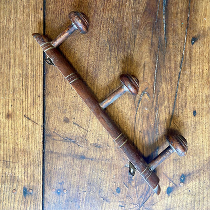 French Vintage Wooden Wall Hook Rack