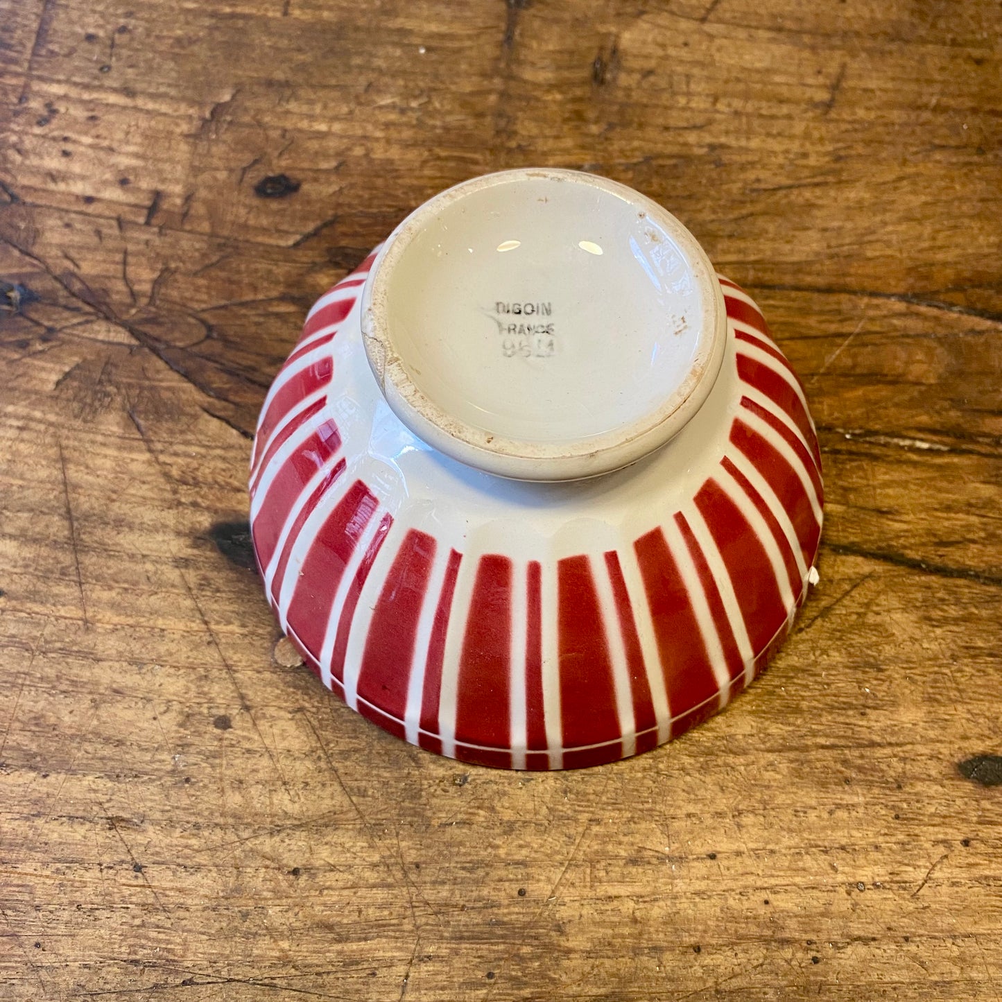 Vintage French Digoin Café au Lait Bowl – Red Stripes