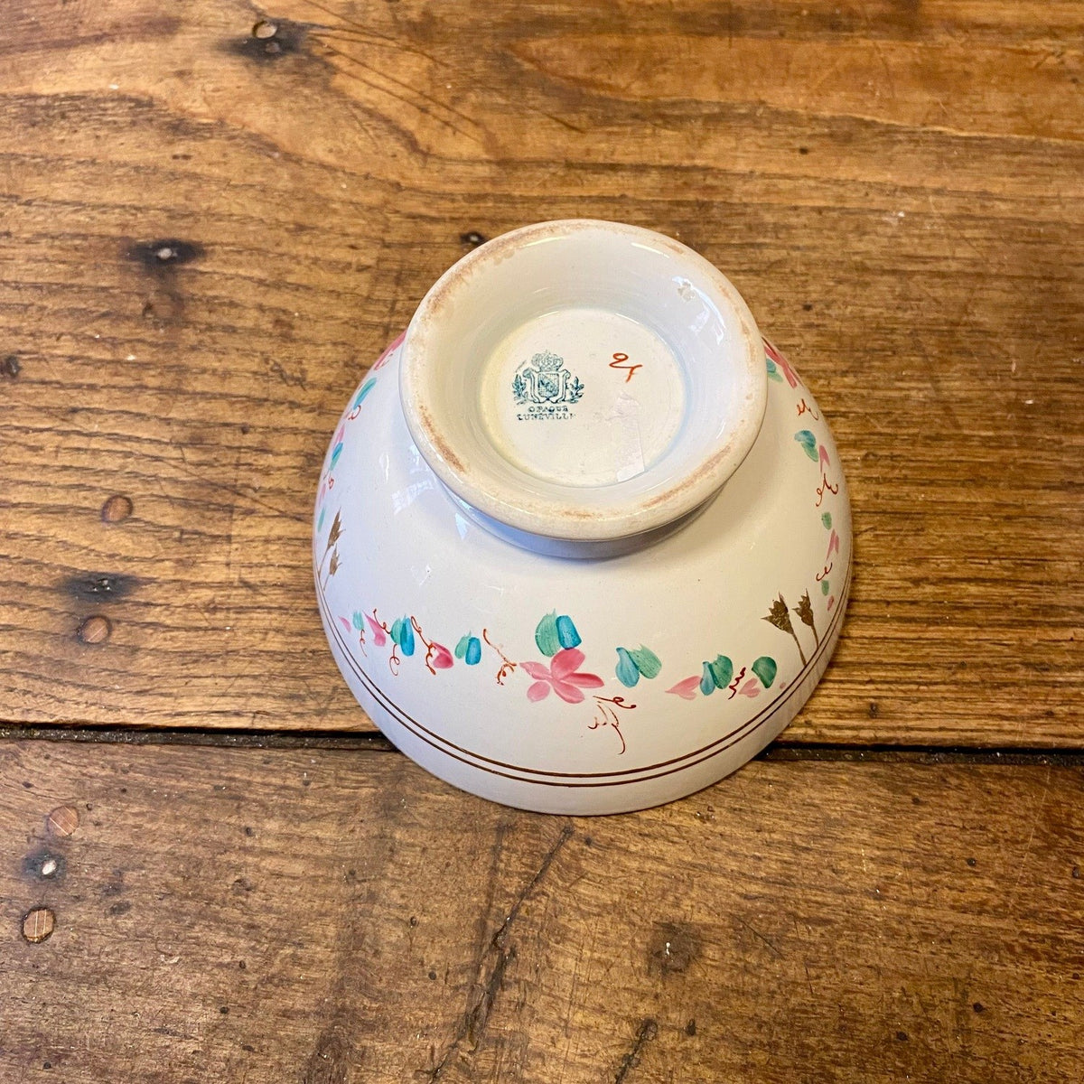 Vintage Lunéville Café au Lait Bowl – Floral Motif