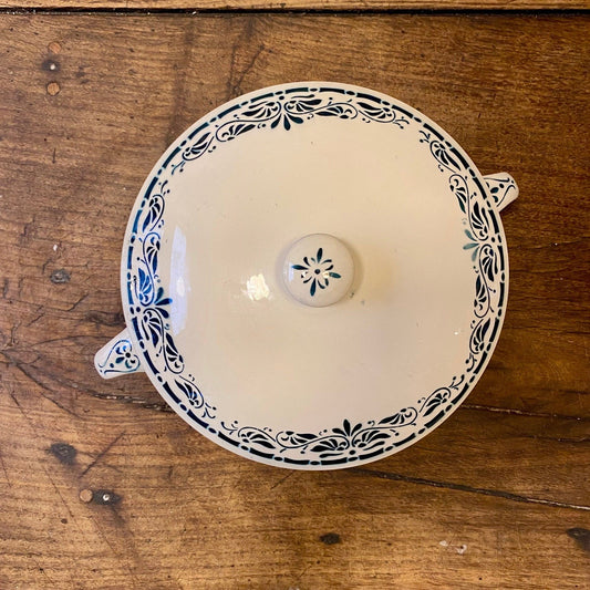 Vintage Badonviller Légumier – Blue-Green Floral Motif
