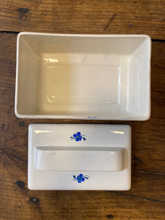 Hand-Painted French Butter Dish – Digoin Sarreguemines “Mary-Lou”