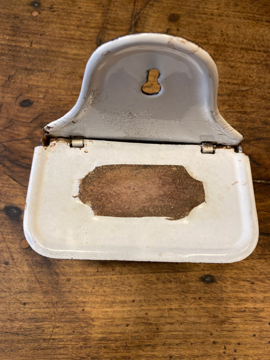 Vintage French Enamel “Allumettes” Wall Box