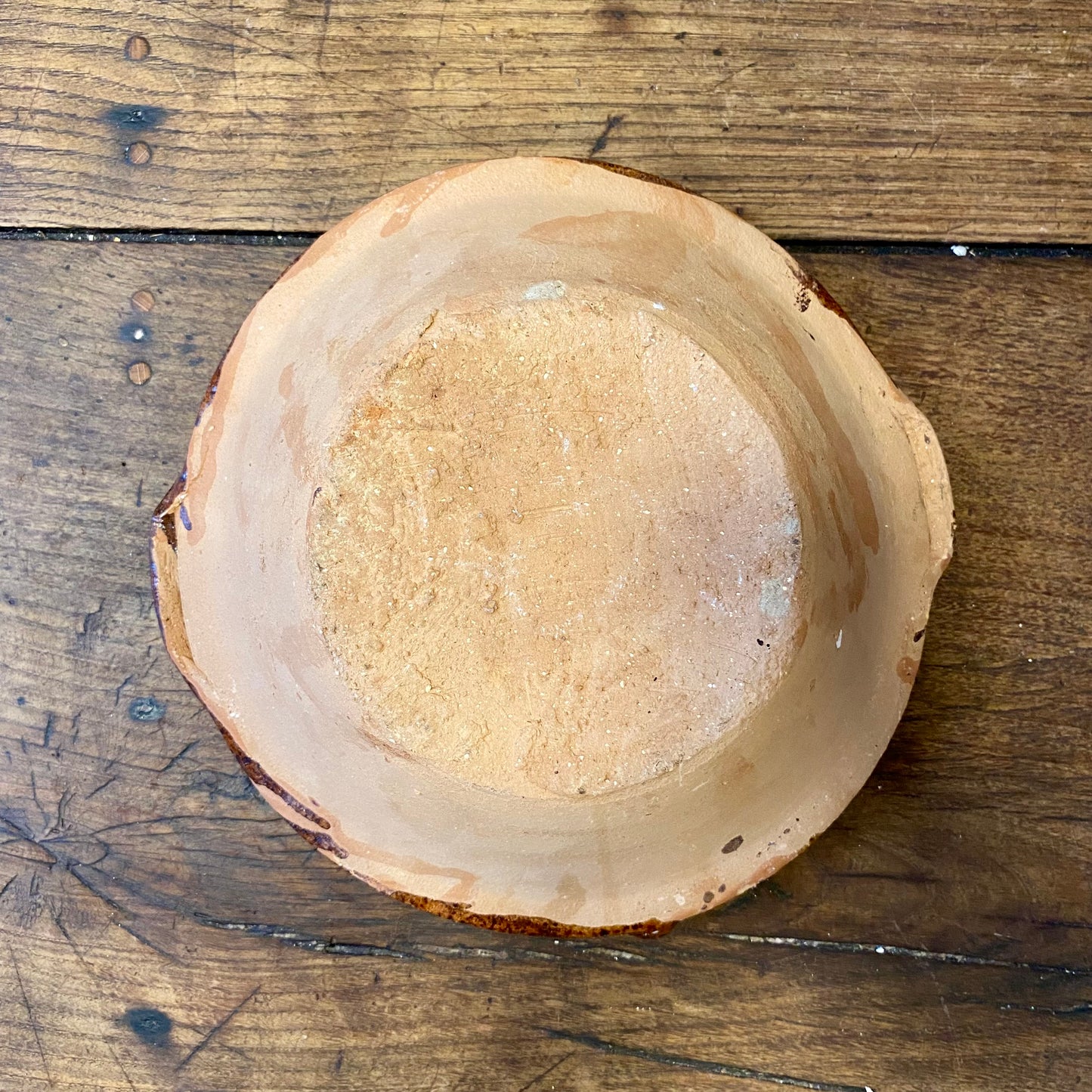 Vintage French Glazed Terracotta Bowl – 28 cm