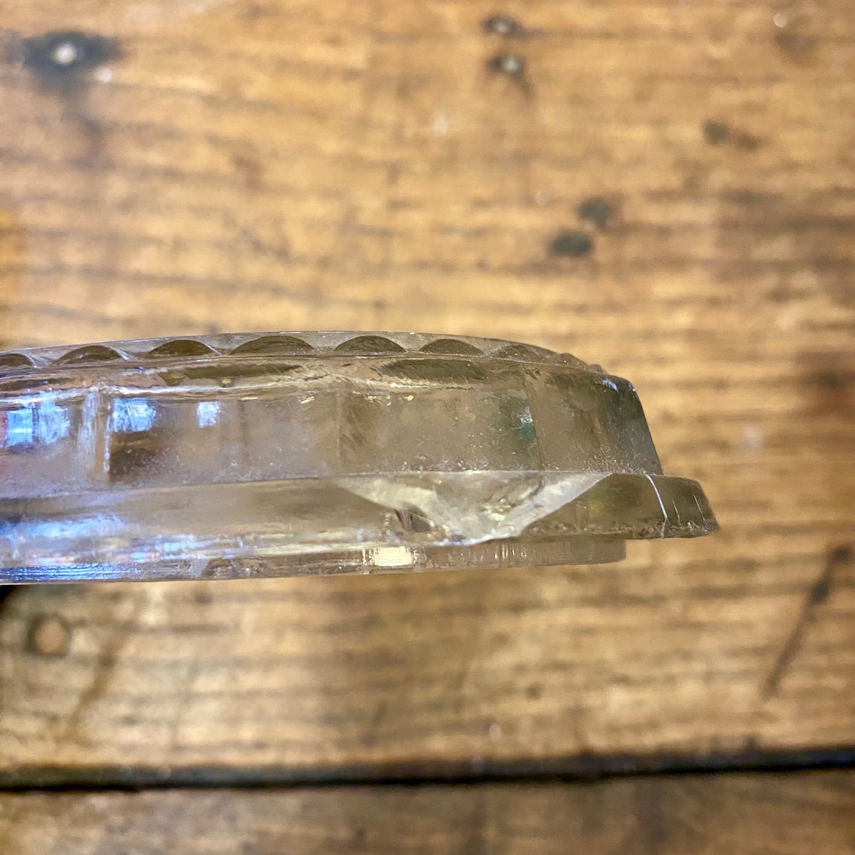 Vintage Oval Smörask i Glas – Ko i Relief