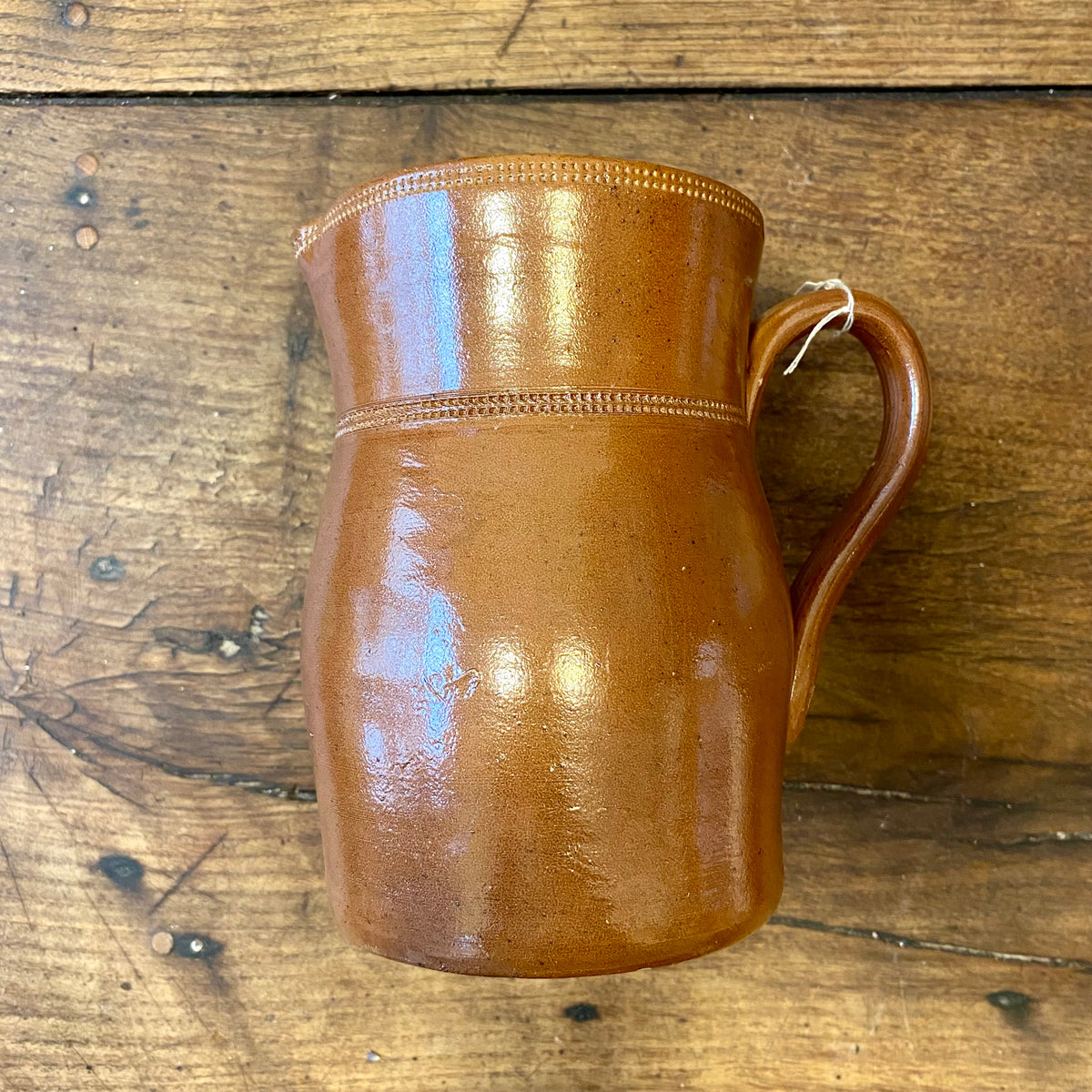Vintage French Stoneware Pitcher – Brown Glaze – 18 cm