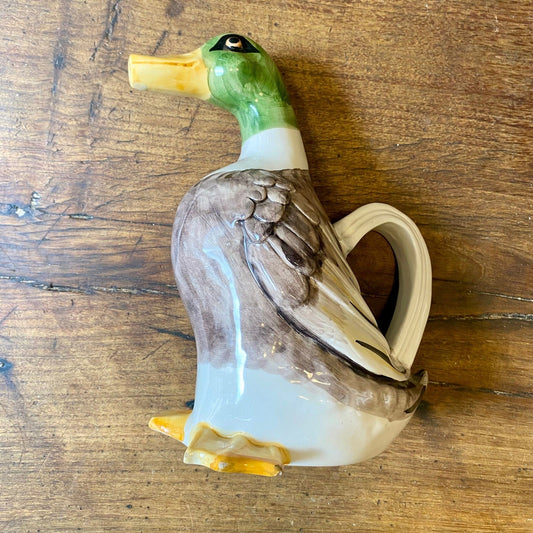 French Vintage Mallard Duck Jug – Glazed Ceramic – 25 cm