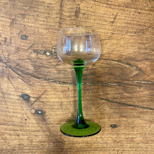 Vintage franskt Alsace-vinglas – grön stjälk