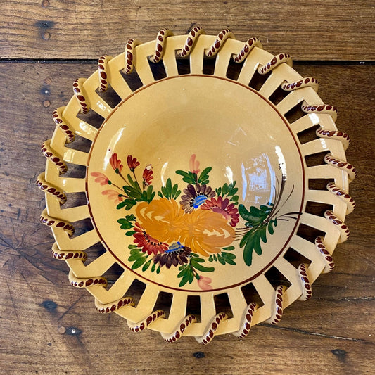 French Vintage Pierced Ceramic Bowl