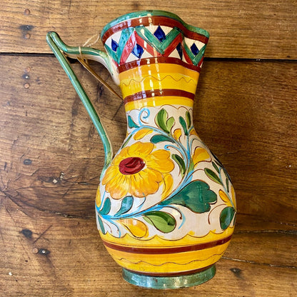 French vintage hand-painted ceramic pitcher